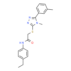 ChemSpider 2D Image | N-(4-Ethylphenyl)-2-{[4-methyl-5-(3-methylphenyl)-4H-1,2,4-triazol-3-yl]sulfanyl}acetamide | C20H22N4OS