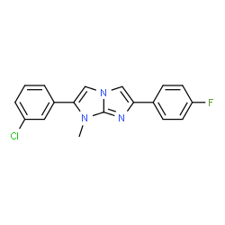 ChemSpider 2D Image | 2-(3-Chlorophenyl)-6-(4-fluorophenyl)-1-methyl-1H-imidazo[1,2-a]imidazole | C18H13ClFN3