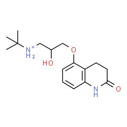 ChemSpider 2D Image | 2-Hydroxy-N-(2-methyl-2-propanyl)-3-[(2-oxo-1,2,3,4-tetrahydro-5-quinolinyl)oxy]-1-propanaminium | C16H25N2O3