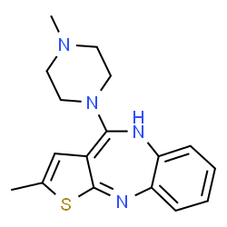 ChemSpider 2D Image | 2-Methyl-4-(4-methyl-1-piperazinyl)-5H-thieno[2,3-b][1,5]benzodiazepine | C17H20N4S