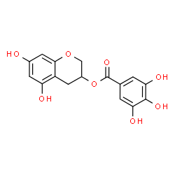 ChemSpider 2D Image | 5,7-Dihydroxy-3,4-dihydro-2H-chromen-3-yl 3,4,5-trihydroxybenzoate | C16H14O8