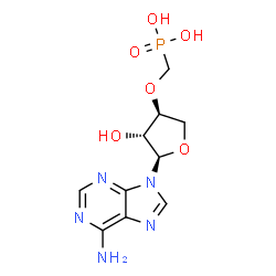 ChemSpider 2D Image | ({[(3S,4R,5R)-5-(6-Amino-9H-purin-9-yl)-4-hydroxytetrahydro-3-furanyl]oxy}methyl)phosphonic acid | C10H14N5O6P