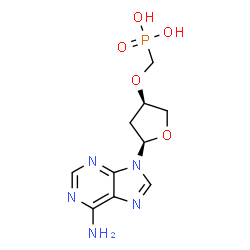 ChemSpider 2D Image | ({[(3R,5R)-5-(6-Amino-9H-purin-9-yl)tetrahydro-3-furanyl]oxy}methyl)phosphonic acid | C10H14N5O5P