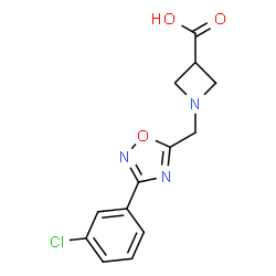 ChemSpider 2D Image | 1-{[3-(3-Chlorophenyl)-1,2,4-oxadiazol-5-yl]methyl}-3-azetidinecarboxylic acid | C13H12ClN3O3