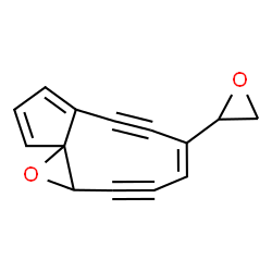 ChemSpider 2D Image | (7E)-7-(2-Oxiranyl)-5,6,9,10-tetradehydro-10aH-cyclopenta[1,9]cyclonona[1,2-b]oxirene | C14H8O2