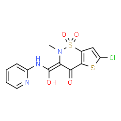 ChemSpider 2D Image | (3E)-6-Chloro-3-[hydroxy(2-pyridinylamino)methylene]-2-methyl-2,3-dihydro-4H-thieno[2,3-e][1,2]thiazin-4-one 1,1-dioxide | C13H10ClN3O4S2