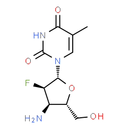 ChemSpider 2D Image | 1-[(2R,3R,4R,5S)-4-amino-3-fluoro-5-(hydroxymethyl)tetrahydrofuran-2-yl]-5-methyl-pyrimidine-2,4-dione | C10H14FN3O4