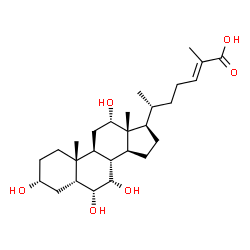 ChemSpider 2D Image | (3alpha,5beta,6alpha,7alpha,12alpha,24E)-3,6,7,12-Tetrahydroxycholest-24-en-26-oic acid | C27H44O6
