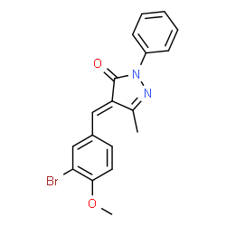 ChemSpider 2D Image | (4E)-4-(3-Bromo-4-methoxybenzylidene)-5-methyl-2-phenyl-2,4-dihydro-3H-pyrazol-3-one | C18H15BrN2O2