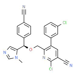 ChemSpider 2D Image | 2-CHLORO-5-(3-CHLORO-PHENYL)-6-[(4-CYANO-PHENYL)-(3-METHYL-3H-IMIDAZOL-4-YL)- METHOXYMETHYL]-NICOTINONITRILE | C25H17Cl2N5O