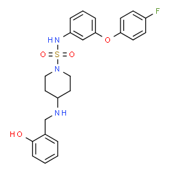 ChemSpider 2D Image | 4-(2-HYDROXYBENZYLAMINO)-N-(3-(4-FLUOROPHENOXY)PHENYL)PIPERIDINE-1-SULFONAMIDE | C24H26FN3O4S