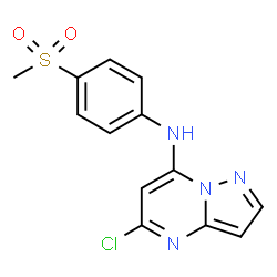 ChemSpider 2D Image | 5-Chloro-N-[4-(methylsulfonyl)phenyl]pyrazolo[1,5-a]pyrimidin-7-amine | C13H11ClN4O2S