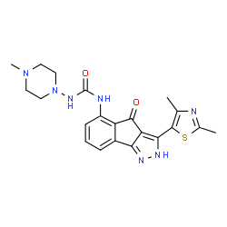 ChemSpider 2D Image | 1-(3-(2,4-DIMETHYLTHIAZOL-5-YL)-4-OXO-2,4-DIHYDROINDENO[1,2-C]PYRAZOL-5-YL)-3-(4-METHYLPIPERAZIN-1-YL)UREA | C21H23N7O2S