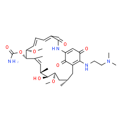 ChemSpider 2D Image | (8S,9S,12S,13S,14R,16S)-19-{[2-(Dimethylamino)ethyl]amino}-13-hydroxy-8,14-dimethoxy-4,10,12,16-tetramethyl-3,20,22-trioxo-2-azabicyclo[16.3.1]docosa-1(21),4,6,10,18-pentaen-9-yl carbamate | C32H48N4O8