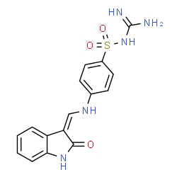 ChemSpider 2D Image | 3-{[4-([AMINO(IMINO)METHYL]AMINOSULFONYL)ANILINO]METHYLENE}-2-OXO-2,3-DIHYDRO-1H-INDOLE | C16H15N5O3S