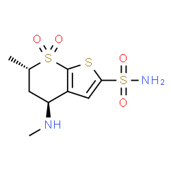 ChemSpider 2D Image | (4S,6S)-6-Methyl-4-(methylamino)-5,6-dihydro-4H-thieno[2,3-b]thiopyran-2-sulfonamide 7,7-dioxide | C9H14N2O4S3