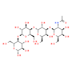 ChemSpider 2D Image | 2-Acetamido-2-deoxy-beta-D-galactopyranosyl-(1->3)-alpha-D-galactopyranosyl-(1->4)-beta-D-galactopyranosyl-(1->4)-beta-D-glucopyranose | C26H45NO21