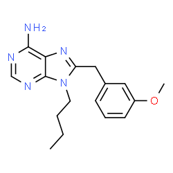 ChemSpider 2D Image | 9-BUTYL-8-(3-METHOXYBENZYL)-9H-PURIN-6-AMINE | C17H21N5O