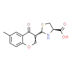 ChemSpider 2D Image | (4R)-2-(6-Methyl-4-oxo-4H-chromen-3-yl)-1,3-thiazolidine-4-carboxylic acid | C14H13NO4S