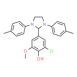 ChemSpider 2D Image | 4-[1,3-Bis(4-methylphenyl)-2-imidazolidinyl]-2-chloro-6-methoxyphenol | C24H25ClN2O2