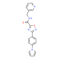 ChemSpider 2D Image | N-(3-Pyridinylmethyl)-3-[4-(1H-pyrrol-1-yl)phenyl]-1,2,4-oxadiazole-5-carboxamide | C19H15N5O2
