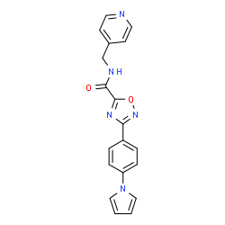 ChemSpider 2D Image | N-(4-Pyridinylmethyl)-3-[4-(1H-pyrrol-1-yl)phenyl]-1,2,4-oxadiazole-5-carboxamide | C19H15N5O2