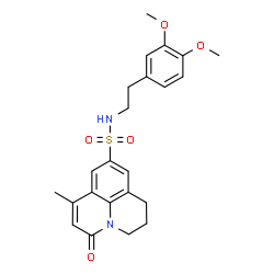 ChemSpider 2D Image | N-[2-(3,4-Dimethoxyphenyl)ethyl]-7-methyl-5-oxo-2,3-dihydro-1H,5H-pyrido[3,2,1-ij]quinoline-9-sulfonamide | C23H26N2O5S