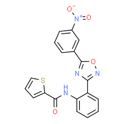 ChemSpider 2D Image | N-{2-[5-(3-Nitrophenyl)-1,2,4-oxadiazol-3-yl]phenyl}-2-thiophenecarboxamide | C19H12N4O4S