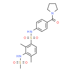 ChemSpider 2D Image | 2,4-Dimethyl-3-[(methylsulfonyl)amino]-N-[4-(1-pyrrolidinylcarbonyl)phenyl]benzenesulfonamide | C20H25N3O5S2