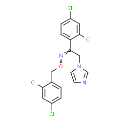 ChemSpider 2D Image | 1-(2,4-dichlorophenyl)-N-[(2,4-dichlorophenyl)methoxy]-2-(1-imidazolyl)ethanimine | C18H13Cl4N3O