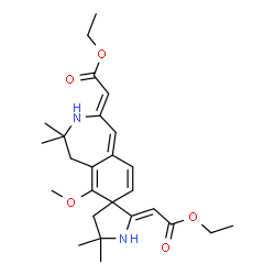 ChemSpider 2D Image | Diethyl (2Z,2'Z)-2,2'-(6-methoxy-4,4,5',5'-tetramethyl-4,5-dihydro-2'H-spiro[3-benzazepine-7,3'-pyrrolidine]-2,2'(3H)-diylidene)diacetate | C26H36N2O5