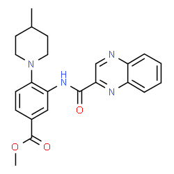 ChemSpider 2D Image | Methyl 4-(4-methyl-1-piperidinyl)-3-[(2-quinoxalinylcarbonyl)amino]benzoate | C23H24N4O3