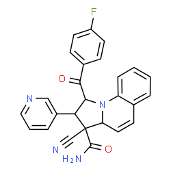 ChemSpider 2D Image | 3-Cyano-1-(4-fluorobenzoyl)-2-(3-pyridinyl)-1,2,3,3a-tetrahydropyrrolo[1,2-a]quinoline-3-carboxamide | C26H19FN4O2