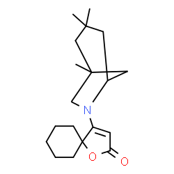 ChemSpider 2D Image | 4-(1,3,3-Trimethyl-6-azabicyclo[3.2.1]oct-6-yl)-1-oxaspiro[4.5]dec-3-en-2-one | C19H29NO2