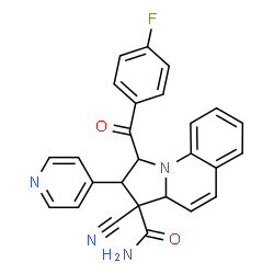 ChemSpider 2D Image | 3-Cyano-1-(4-fluorobenzoyl)-2-(4-pyridinyl)-1,2,3,3a-tetrahydropyrrolo[1,2-a]quinoline-3-carboxamide | C26H19FN4O2