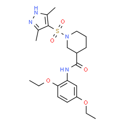 ChemSpider 2D Image | N-(2,5-Diethoxyphenyl)-1-[(3,5-dimethyl-1H-pyrazol-4-yl)sulfonyl]-3-piperidinecarboxamide | C21H30N4O5S