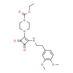 ChemSpider 2D Image | Ethyl 4-(2-{[2-(3,4-dimethoxyphenyl)ethyl]amino}-3,4-dioxo-1-cyclobuten-1-yl)-1-piperazinecarboxylate | C21H27N3O6