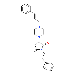 ChemSpider 2D Image | 1-(2-Phenylethyl)-3-{4-[(2E)-3-phenyl-2-propen-1-yl]-1-piperazinyl}-2,5-pyrrolidinedione | C25H29N3O2