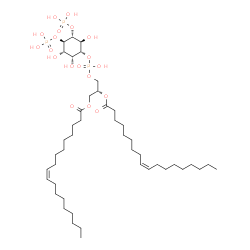 ChemSpider 2D Image | (2R)-3-[(Hydroxy{[(1R,2R,3S,4R,5R,6S)-2,3,6-trihydroxy-4,5-bis(phosphonooxy)cyclohexyl]oxy}phosphoryl)oxy]-1,2-propanediyl (9Z,9'Z)bis(-9-octadecenoate) | C45H85O19P3