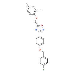 ChemSpider 2D Image | 5-[(2,4-Dimethylphenoxy)methyl]-3-{4-[(4-fluorobenzyl)oxy]phenyl}-1,2,4-oxadiazole | C24H21FN2O3