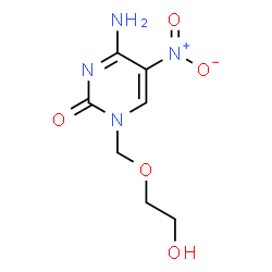 ChemSpider 2D Image | 4-Amino-1-[(2-hydroxyethoxy)methyl]-5-nitro-2(1H)-pyrimidinone | C7H10N4O5