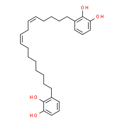 ChemSpider 2D Image | 3,3'-[(5Z,8Z)-5,8-Hexadecadiene-1,16-diyl]di(1,2-benzenediol) | C28H38O4
