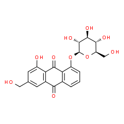 ChemSpider 2D Image | Aloe-emodin 8-O-Î²-D-glucopyranoside | C21H20O10