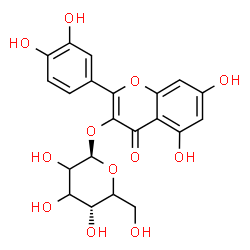 ChemSpider 2D Image | 2-(3,4-Dihydroxyphenyl)-5,7-dihydroxy-4-oxo-4H-chromen-3-yl beta-L-glycero-hexopyranoside | C21H20O12
