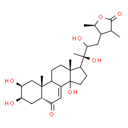 ChemSpider 2D Image | (2beta,3beta,5beta,9xi,14xi,17xi,24xi,28R)-2,3,14,20,22-Pentahydroxy-26,28-epoxystigmast-7-ene-6,26-dione | C29H44O8