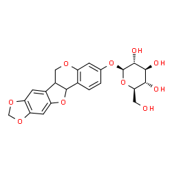ChemSpider 2D Image | 6a,12a-Dihydro-6H-[1,3]dioxolo[5,6][1]benzofuro[3,2-c]chromen-3-yl beta-D-glucopyranoside | C22H22O10
