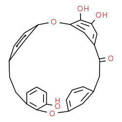 ChemSpider 2D Image | 4,5,17-Trihydroxy-2,15-dioxapentacyclo[22.2.2.1~3,7~.1~10,14~.0~16,21~]triaconta-1(26),3(30),4,6,10(29),11,13,16,18,20,24,27-dodecaen-8-one | C28H22O6