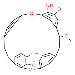 ChemSpider 2D Image | 8-Methoxy-2,15-dioxapentacyclo[22.2.2.1~3,7~.1~10,14~.0~16,21~]triaconta-1(26),3(30),4,6,10(29),11,13,16,18,20,24,27-dodecaene-4,5,17,18-tetrol | C29H26O7