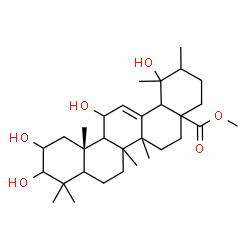 ChemSpider 2D Image | Methyl (5xi,8xi,9xi,14xi,17xi,18xi,19xi,20xi)-2,3,11,19-tetrahydroxyurs-12-en-28-oate | C31H50O6