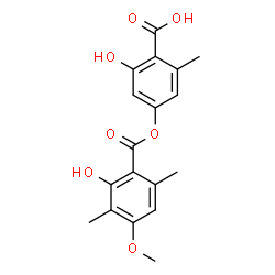 ChemSpider 2D Image | 4-Carboxy-3-hydroxy-5-methylphenyl 2-hydroxy-4-methoxy-3,6-dimethylbenzoate | C18H18O7
